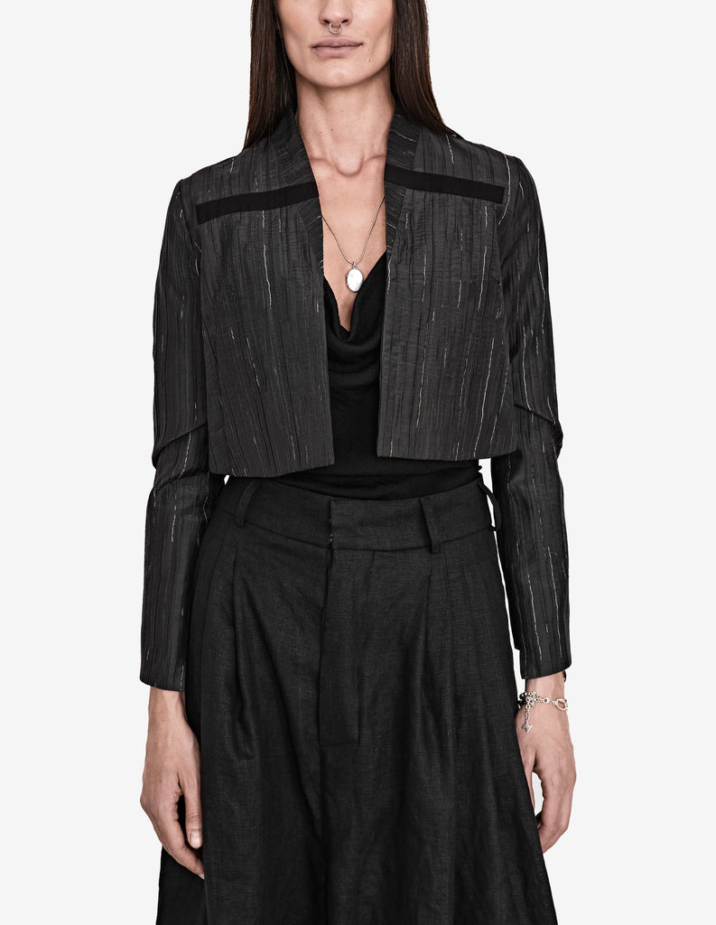 Cropped Textured Suit Jacket