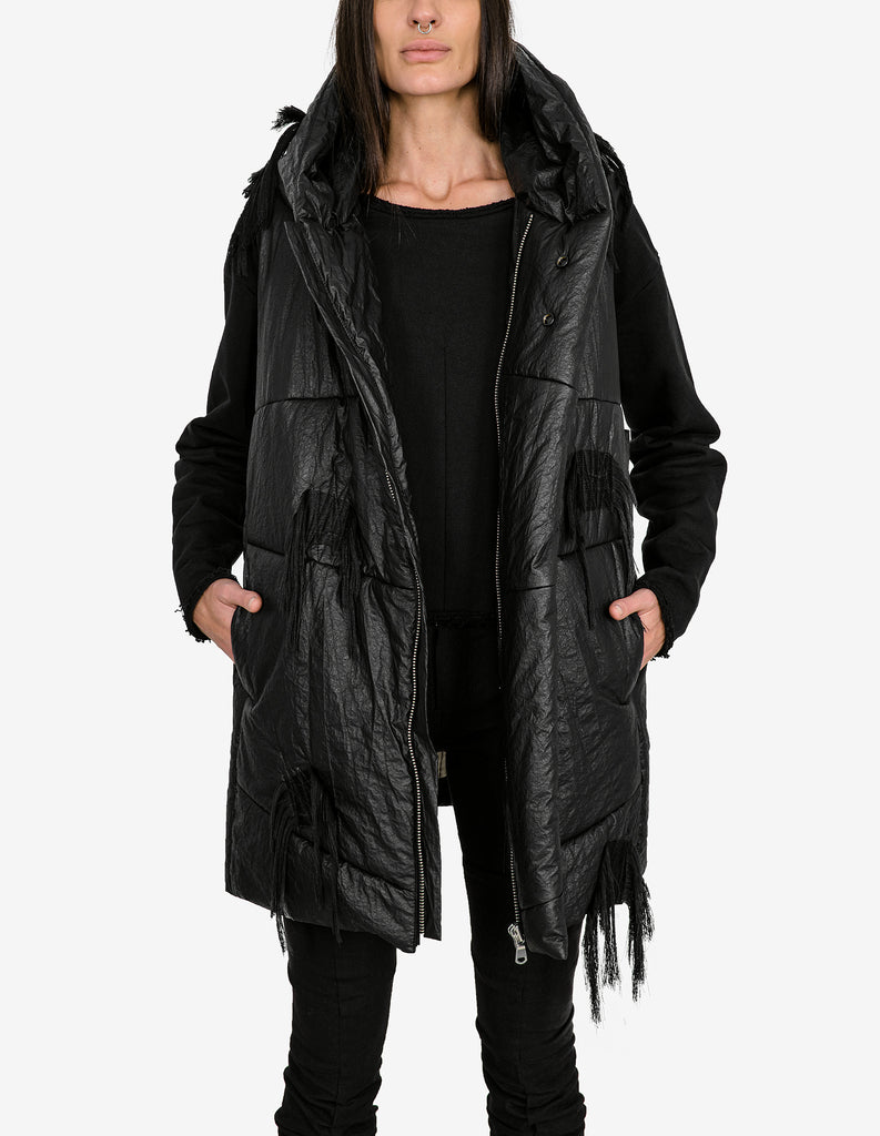 Fringed-Patches Hooded Vest