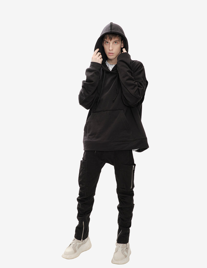 Raw-Stitched Oversized Hoodie