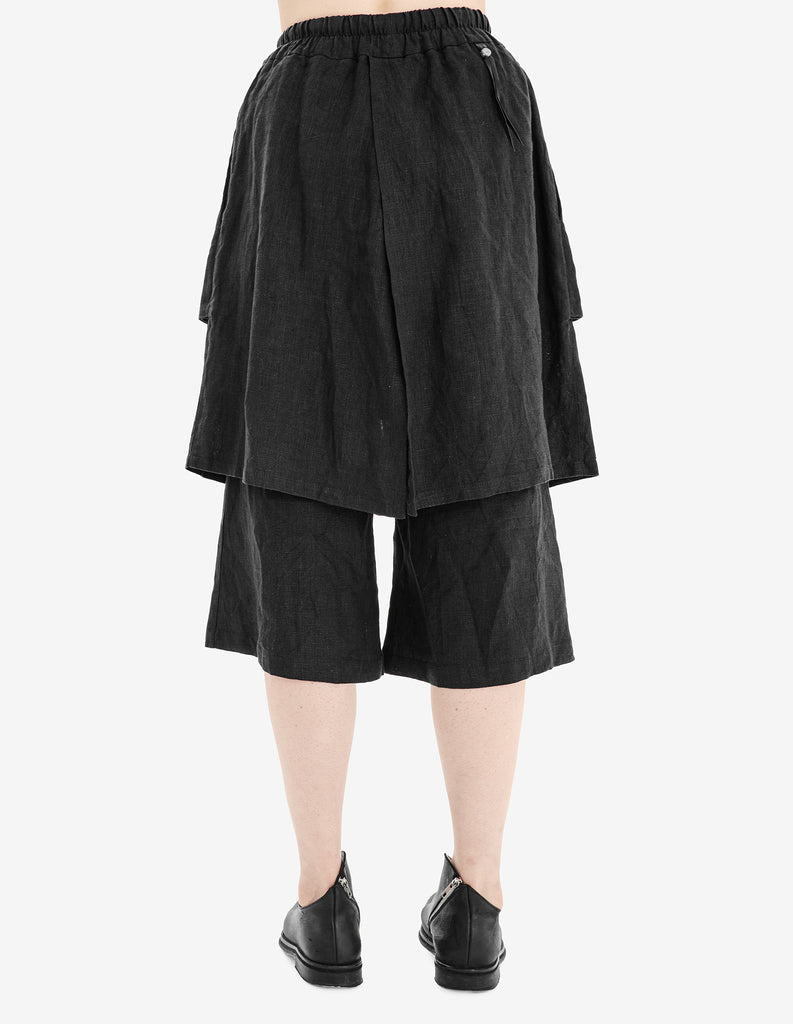 Flared-Skirt Linen Shorts