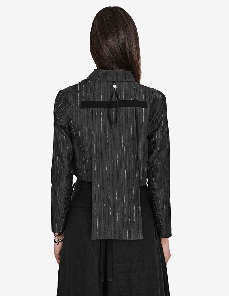 Cropped Textured Suit Jacket