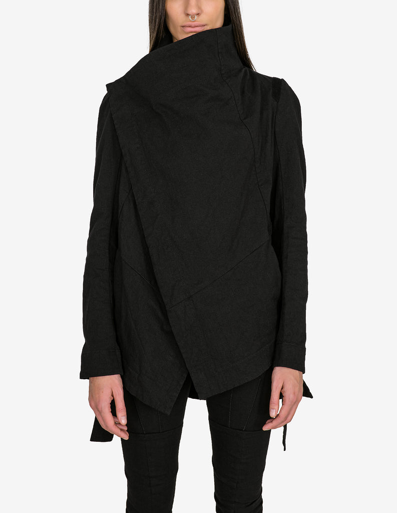 Asymmetric Belted Denim Jacket