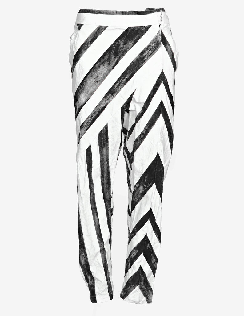 Stripe-Painted Denim Pants