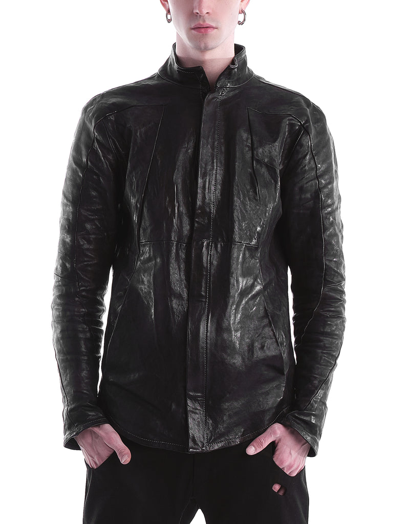 Structured Seamed Leather Jacket