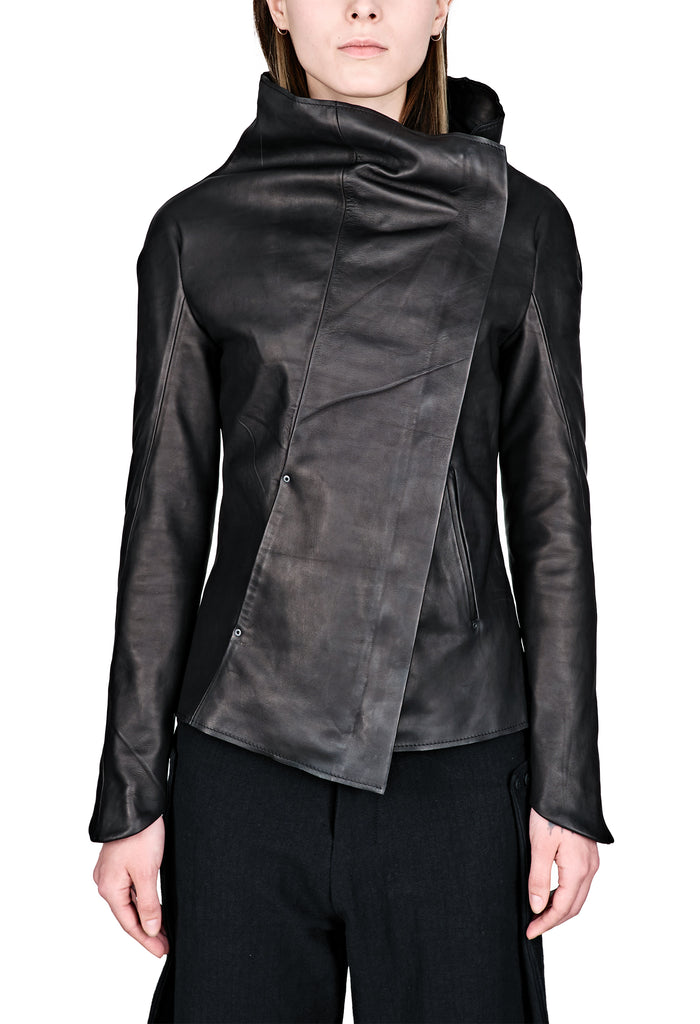 Asymmetric Zip Leather Jacket