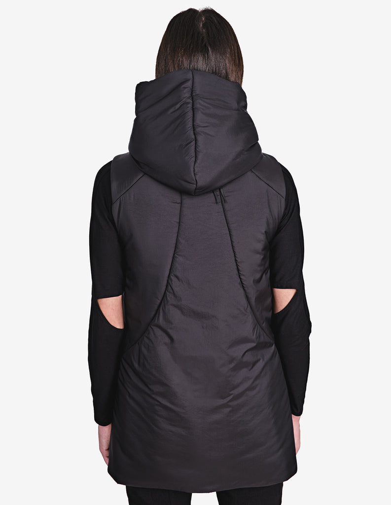Zipped Hooded Nylon Vest