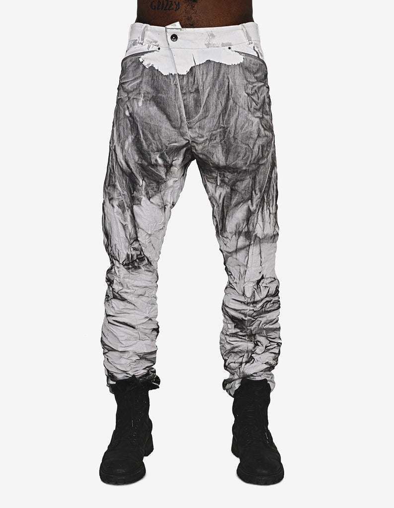 Hand-painted Crinkled Denim Pants