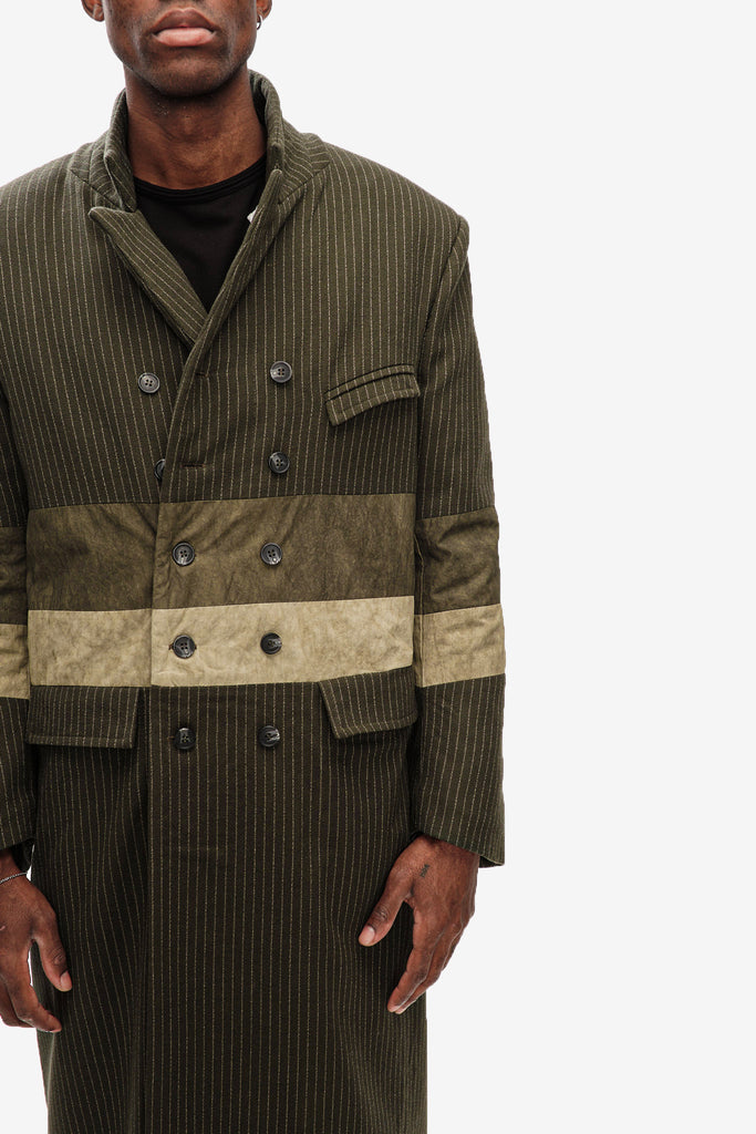 Cotton-Panelled Wool Coat