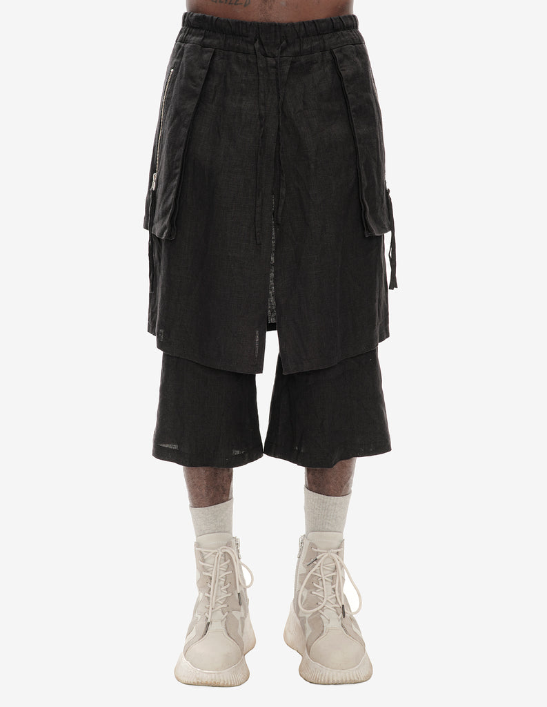 Double-Layered Linen Shorts